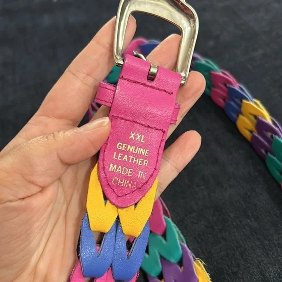 Genuine Leather Rainbow Belt 46.25 inches Long - Picture 3 of 6